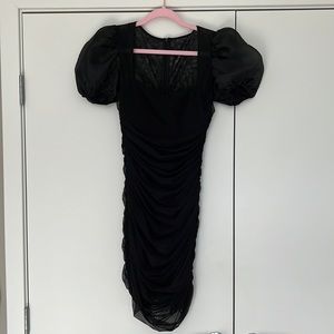 Puff sleeve black underwire mini dress